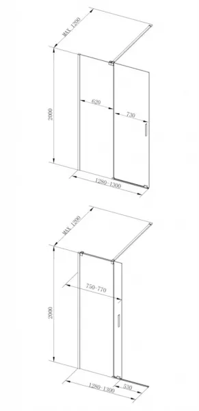 BESCO - Walk-in sprchovací kút VAYO - FARBA rámu - Chróm / Leštený hliník (ALU), Rozmer A - 130, Rozmer C - 200, Smer zatvárania - Univerzálne Ľavé / Pravé, Výplň - Číre bezpečnostné sklo - 8 mm BCVAYO130CC
