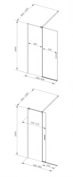 BESCO - Walk-in sprchovací kút VAYO - FARBA rámu - Chróm / Leštený hliník (ALU), Rozmer A - 90, Rozmer C - 200, Smer zatvárania - Univerzálne Ľavé / Pravé, Výplň - Číre bezpečnostné sklo - 8 mm BCVAYO90CC