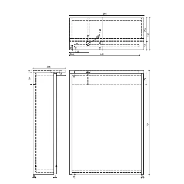 AQUALINE - KAWA STRIP Galérka s LED osvetlením 50x70x22cm, biela WGL50S