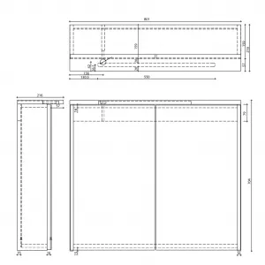 AQUALINE - KAWA STRIP Galérka s LED osvetlením 80x70x22cm, biela WGL80S