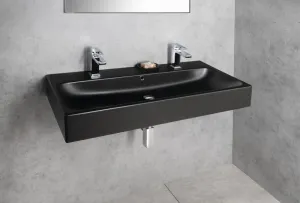 Keramické umývadlo TORIDI 101x46,5cm, 2 otvory pre batériu, čierna matná TU0222B