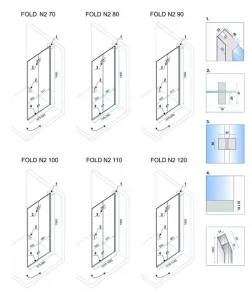 Sprchová kabína Rea Fold N2 transparentná, velikost 80x90