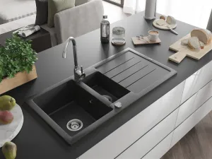 Granitový drez MEXEN ANDRES 100 x 50 cm čierny-škvrnitý