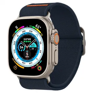 Apple Watch 4-6, SE (42 / 44 mm), Watch 7-9 (45 mm), Watch Ultra (49 mm), látkový remienok, Spigen Lite Fit Ultra, tmavomodrá