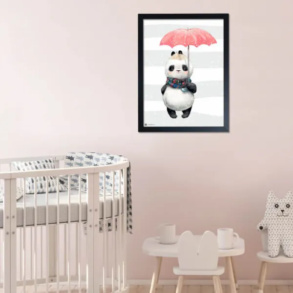 Obrázok Pandy s červeným dáždnikom