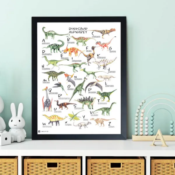 Obrazy na stenu do detskej izby - Dinosauria abeceda