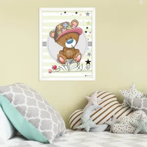 Obraz medvedíka v šiltovke do detskej izby