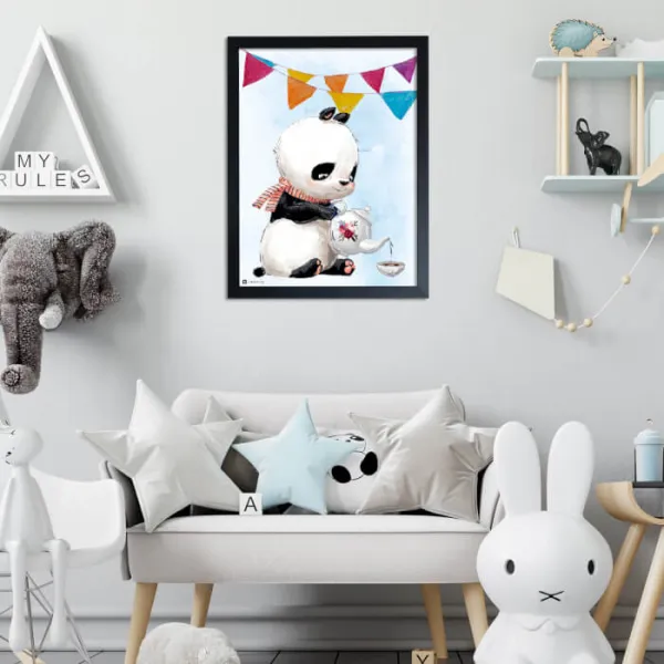 Obrázok Panda s farebnými vlajkami