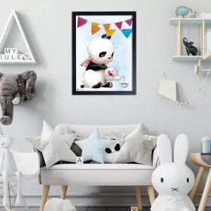 Obrázok Panda s farebnými vlajkami