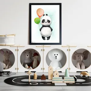 Obrázok na stenu Panda s farebnými balónmi
