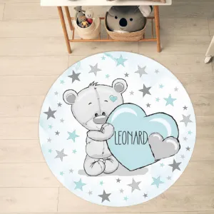 Detská podložka na hranie - Modrý medveď s hviezdami