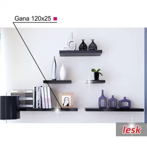 Nástenná polička GANA 120x25 Tempo Kondela Biela lesk