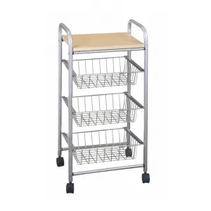 Pojazdný regál s drôtenými košíkmi CAMPO Tempo Kondela
