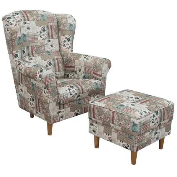 Kreslo s taburetom ASTRID Tempo Kondela Patchwork M1