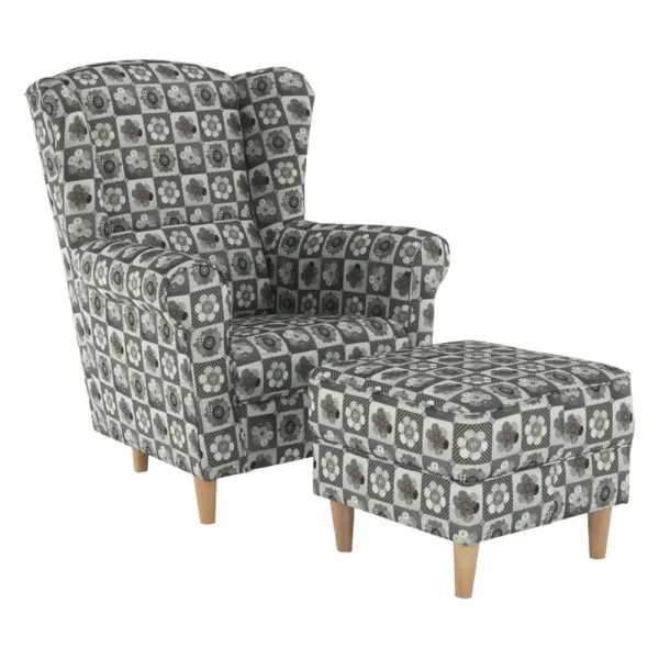 Kreslo s taburetom ASTRID Tempo Kondela Patchwork M1