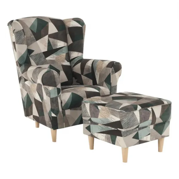 Kreslo s taburetom ASTRID Tempo Kondela Patchwork M1