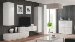HALMAR Závěsný TV stolek LICO s krbem 180 cm bílý
