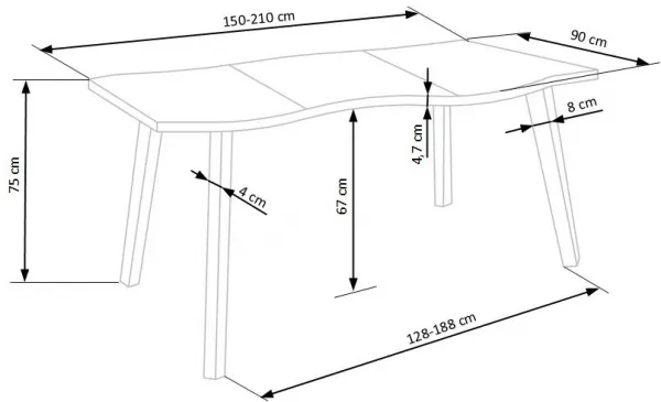 Rozkladací jedálenský stôl DICKSON Halmar 150 cm