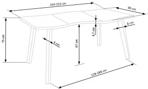 Rozkladací jedálenský stôl DICKSON Halmar 150 cm