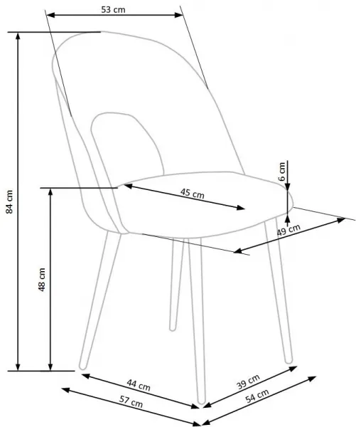Jedálenská stolička K384 zamat / čierna Halmar