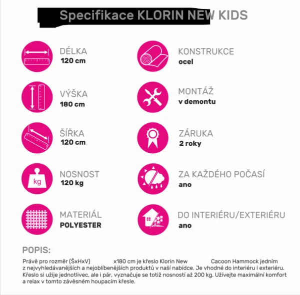 Závesné kreslo KLORIN NEW KIDS CACOON HAMMOCK Tempo Kondela Zelená