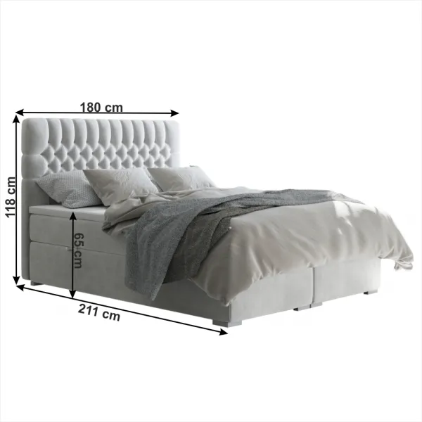 Posteľ boxspring, svetlosivá, 160x200, FONDA