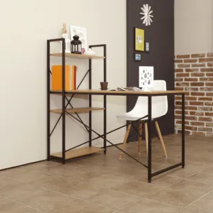 PC stôl s regálom VEINA Tempo Kondela Biela / dub