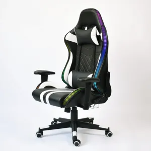 Kancelárske/herné kreslo s RGB podsvietením, čierna/biela/farebný vzor, ZOPA