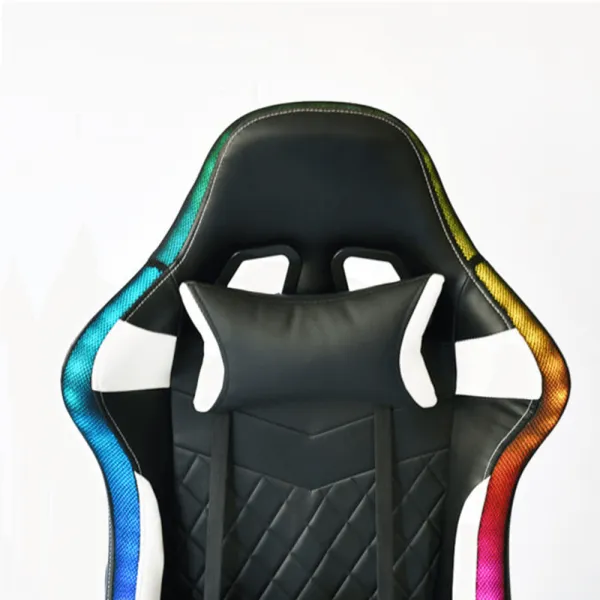 Kancelárske/herné kreslo s RGB podsvietením, čierna/biela/farebný vzor, ZOPA
