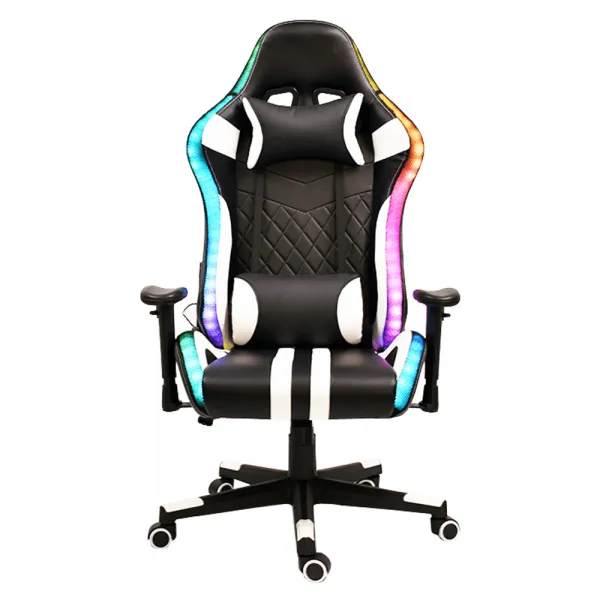 Kancelárske/herné kreslo s RGB podsvietením, čierna/biela/farebný vzor, ZOPA