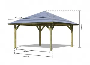 Drevený prístrešok / carport 431x431 cm Lanitplast