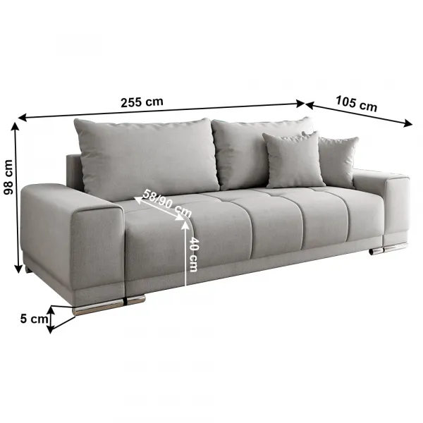 Rozkladacia pohovka, svetlosivá, KEVAN BIG SOFA