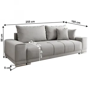 Rozkladacia pohovka, svetlosivá, KEVAN BIG SOFA