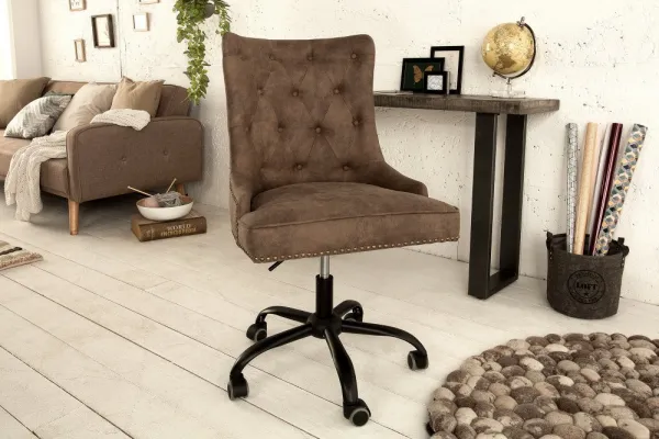 Chesterfield kancelárske kreslo KELEOS Dekorhome Tmavohnedá