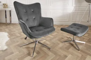 LuxD 21760 Dizajnová otočná stolička Joe - sivý zamat