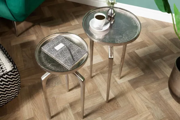 Odkladací stolík 2 ks ARIADNA Dekorhome Strieborná