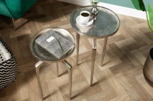 Odkladací stolík 2 ks ARIADNA Dekorhome Strieborná