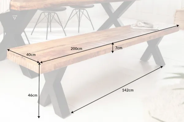 Jedálenská lavica THOR 7 cm Dekorhome 200 cm
