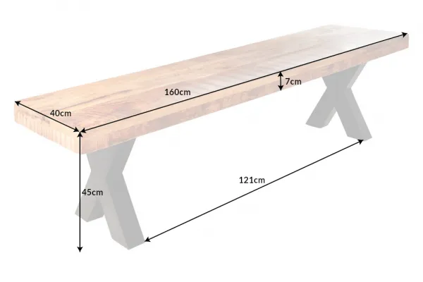 Jedálenská lavica THOR 7 cm Dekorhome 200 cm