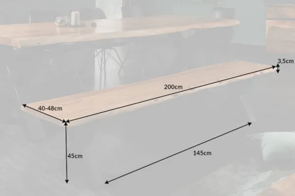 LuxD Dizajnová lavica Massive X Honey 200 cm akácia