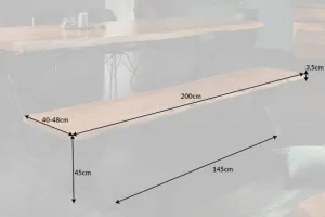 LuxD Dizajnová lavica Massive X Honey 200 cm akácia
