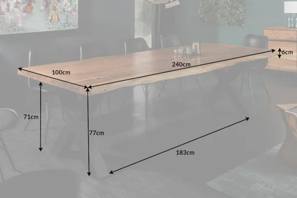 Jedálenský stôl ATHAMÁS akácie Dekorhome 240x97-106x77 cm