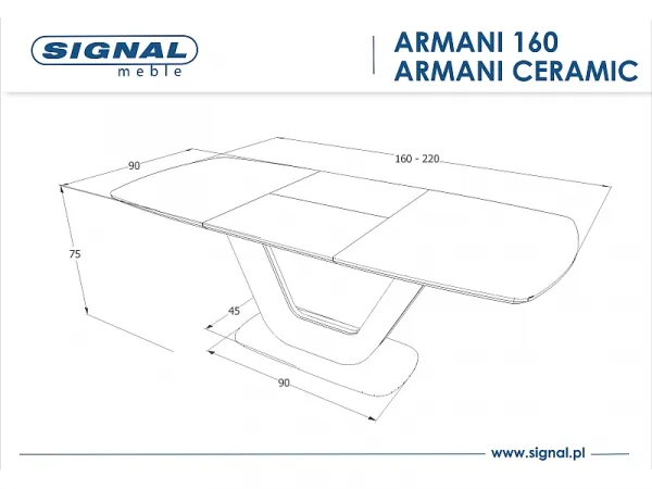 Rozkladací jedálenský stôl ARMANI CERAMIC Signal Čierna / biela