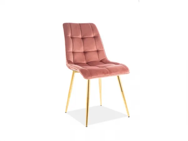 Jedálenská stolička CHIC VELVET zlatá Signal Modrá