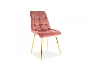 Jedálenská stolička CHIC VELVET zlatá Signal Modrá