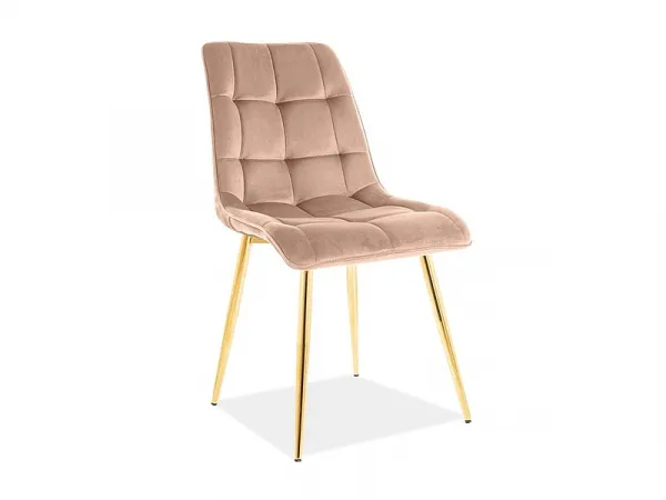 Jedálenská stolička CHIC VELVET zlatá Signal Modrá