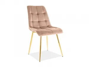 Jedálenská stolička CHIC VELVET zlatá Signal Modrá
