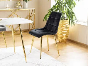 Jedálenská stolička CHIC VELVET zlatá Signal Modrá