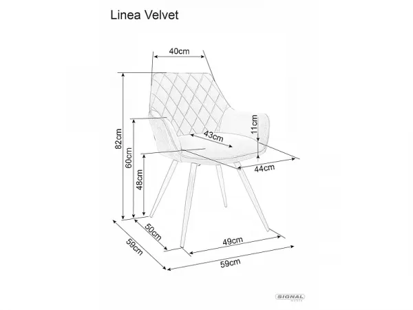 Jedálenské kreslo LINEA VELVET - POSLEDNÉ KUSY