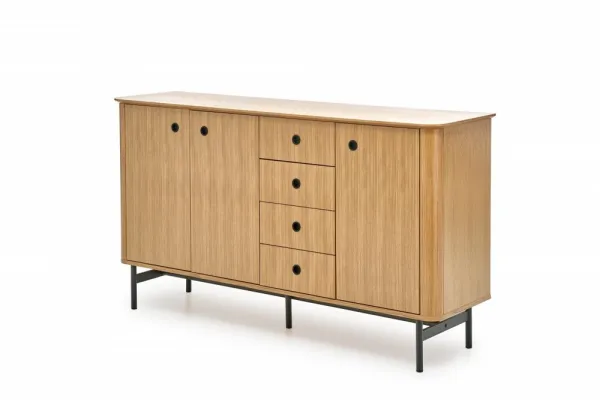 HALMAR Nízka komoda Smart KM-1 167 cm dub přírodní/čierna